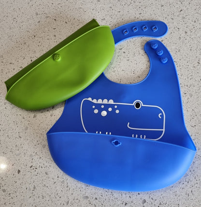 Toddler Silicone adjustable Bib with button.