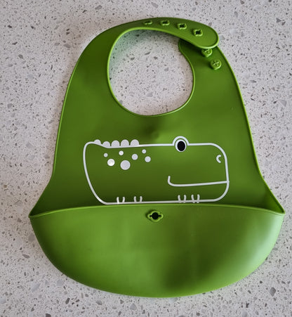 Toddler Silicone adjustable Bib with button.