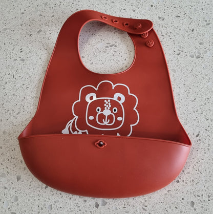 Toddler Silicone adjustable Bib with button.