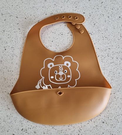 Toddler Silicone adjustable Bib with button.