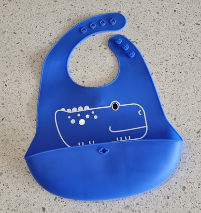 Toddler Silicone adjustable Bib with button.