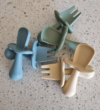 Soft Silicone Snack Time Fork & Spoon Set