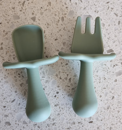 Soft Silicone Snack Time Fork & Spoon Set