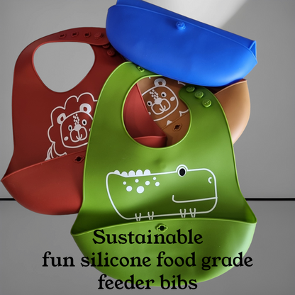 Toddler Silicone adjustable Bib with button.