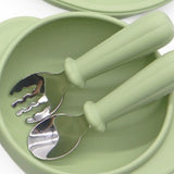 S/2 ergonomic silicone handle cutlery