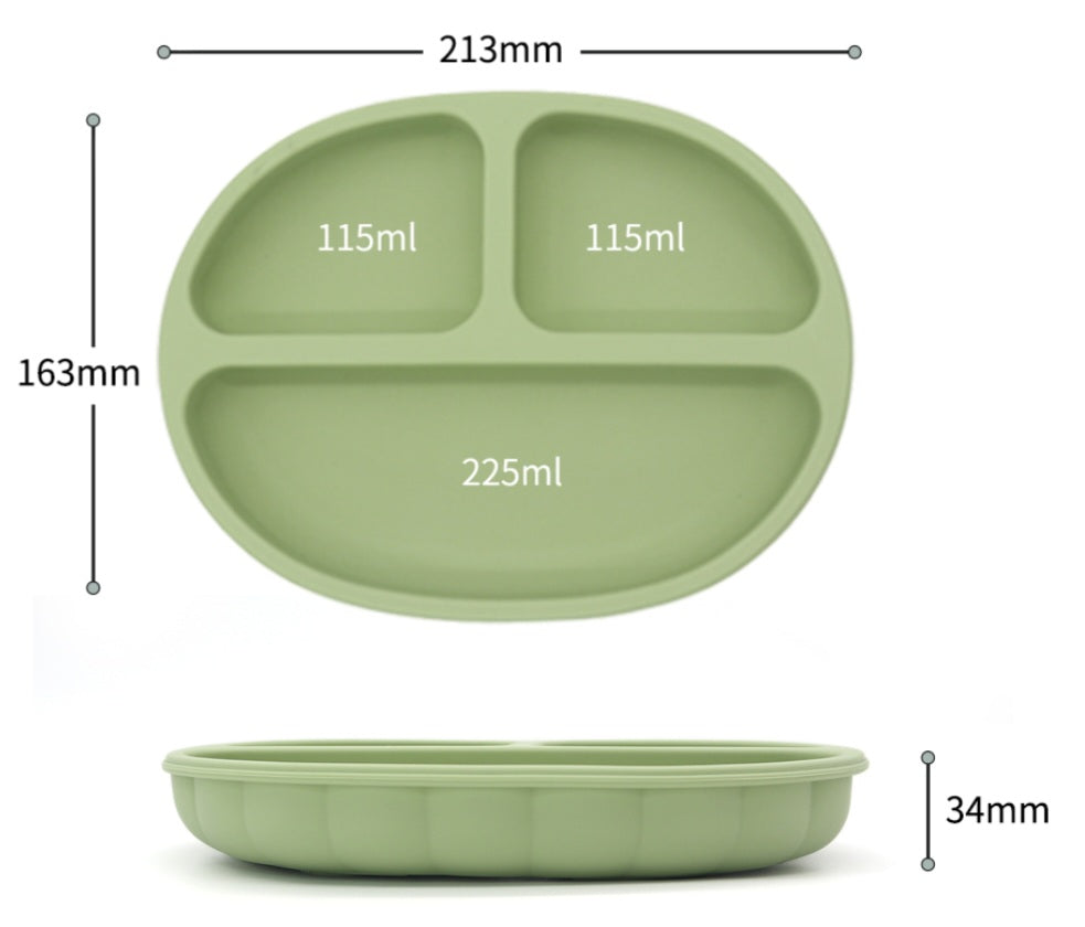 Silicone  2 piece divided plate with lid