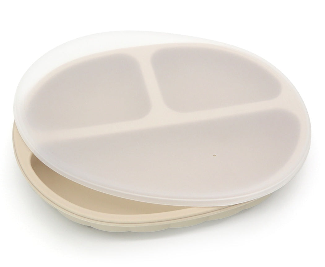 Silicone  2 piece divided plate with lid