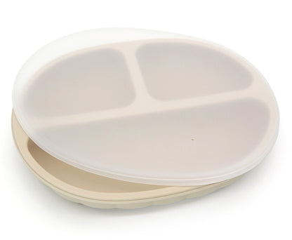 Silicone  2 piece divided plate with lid