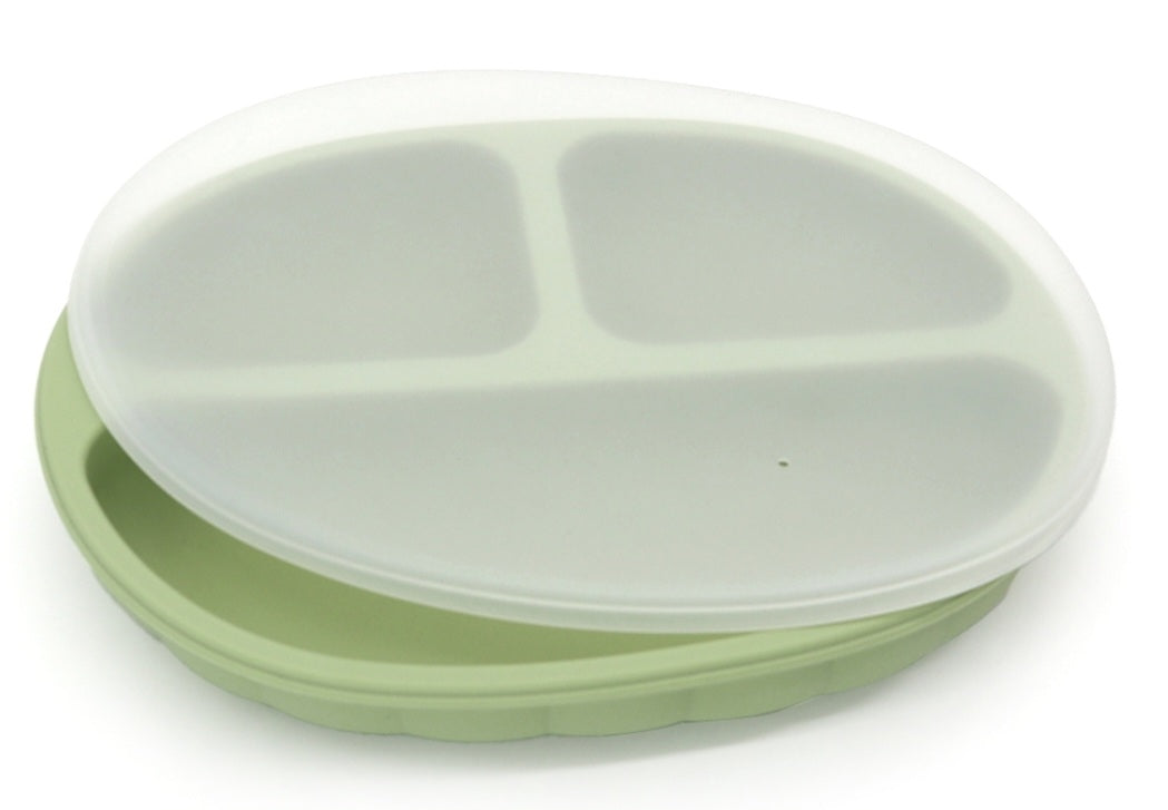 Silicone  2 piece divided plate with lid