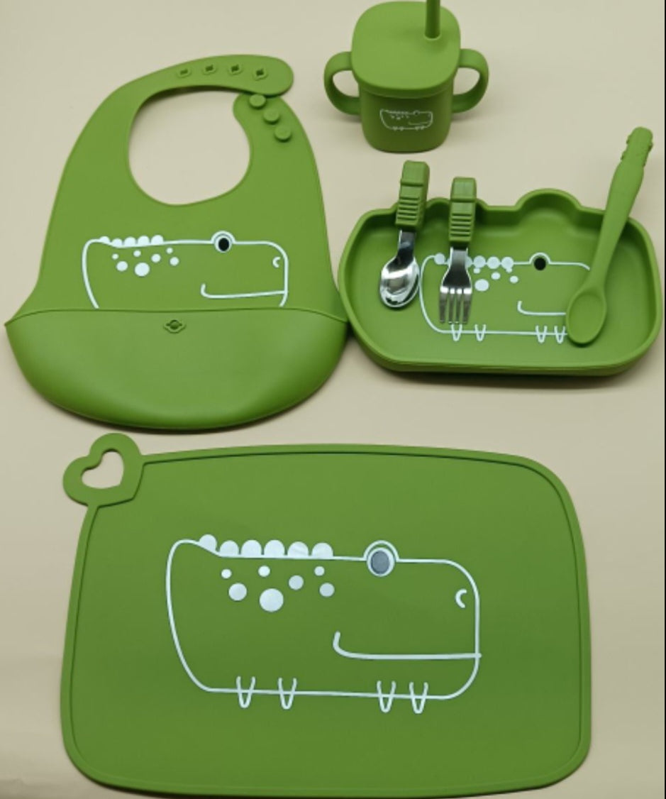 Silicone 7 piece dinner set for babies